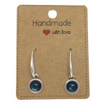 Earrings DQ Metal & Cabochon Dark Blue