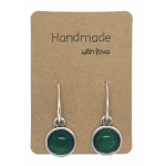 Earrings DQ Metal & Green Cabochon