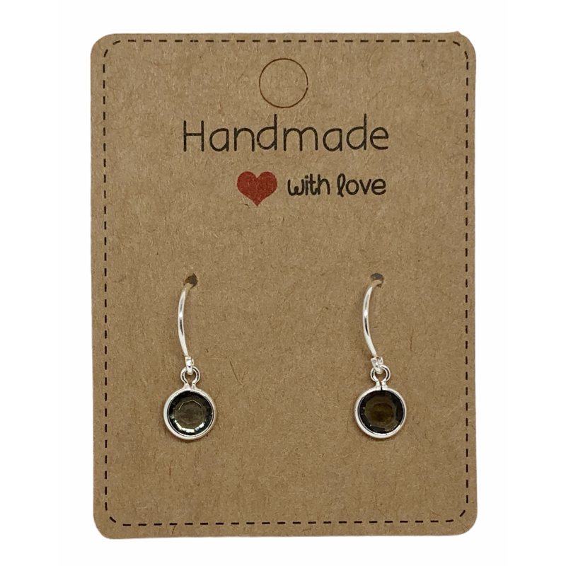 Earrings Small Silver & Crystal Charm Grey 