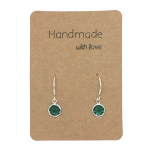 Earrings Small Silver & Green Crystal