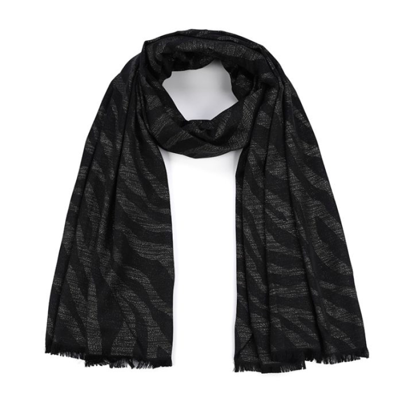 Black zebra scarf Silver Shimmer