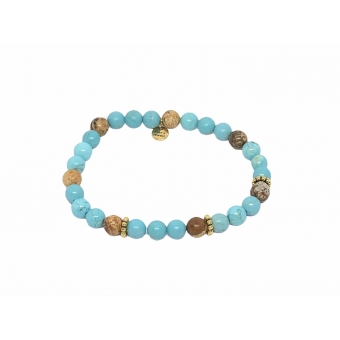 Beaded Bracelet Turquoise & Brown Gold