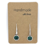 Earrings DQ Metal & Dark Green Gem Stone