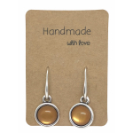 Earrings DQ Metal & Yellow Cabochon