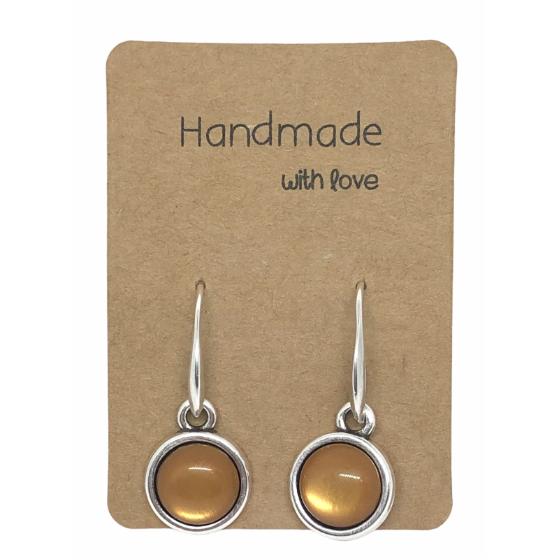 Earrings DQ Metal & Yellow Cabochon