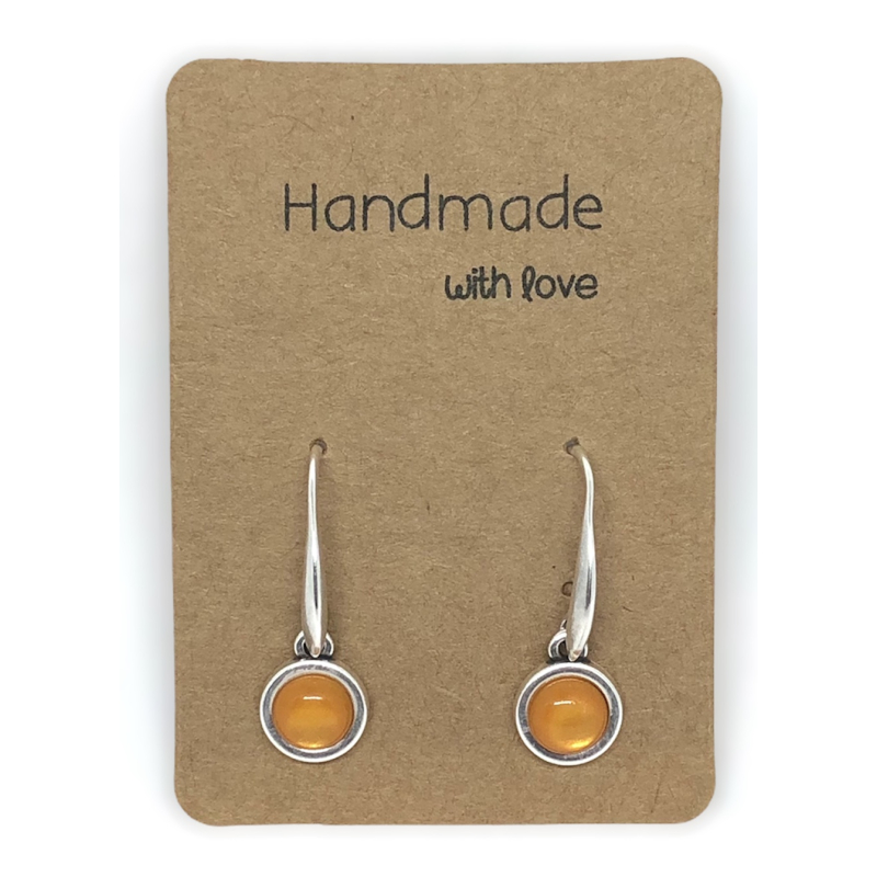 Earrings DQ Metal & Yellow Cabochons