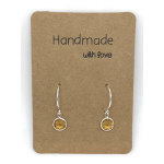 Earrings Small Silver & Yellow Crystal