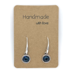 Earrings DQ Metal & Dark Blue Gem Stone 