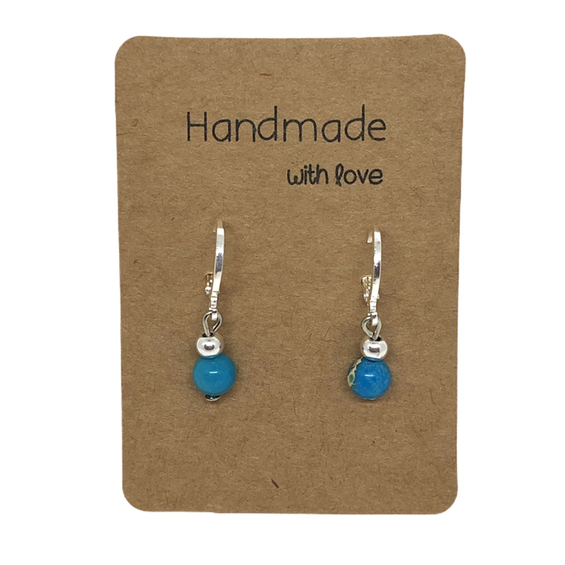 Earrings DQ Metal & Turquoise Bead