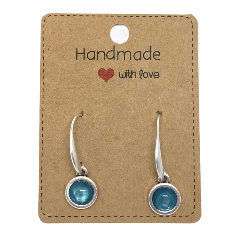 Earrings DQ Metal & Cabochon Small Blue