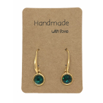 Earrings DQ Gold & Dark Green Gem Stone