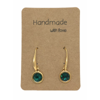 Earrings DQ Gold & Dark Green Gem Stone