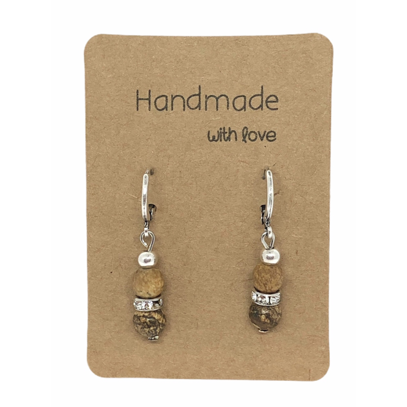 Earrings DQ Metal & Brown Beads