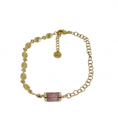 Combi Jasseron Gold & Pink Bead