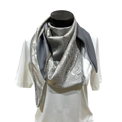 Handmade Scarf Grey With print 