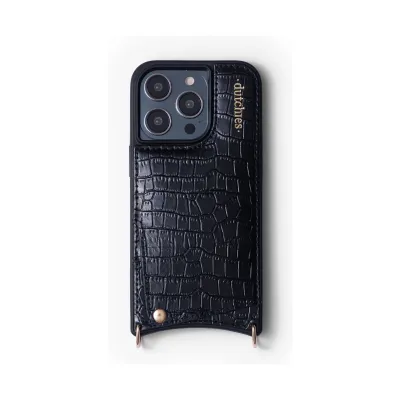 Leather iPhone Phone Case Noir 