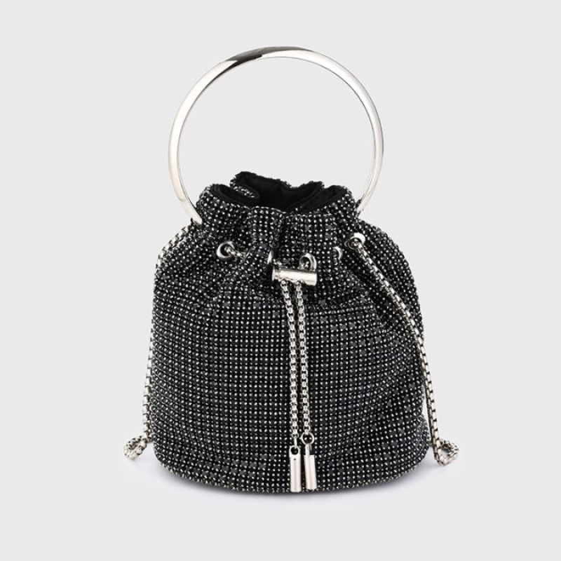 Strass Bucket Handbag Black