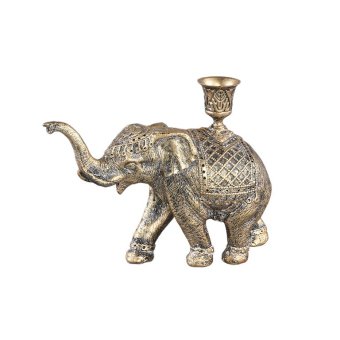 Candle Holder Elephant Gold