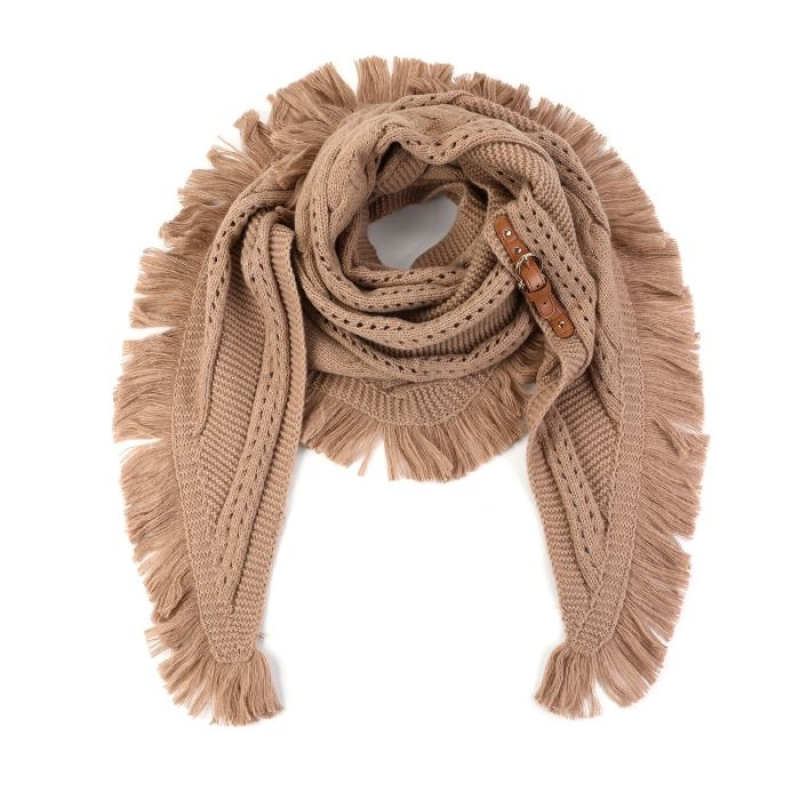 Knitted triangle scarf Khaki 