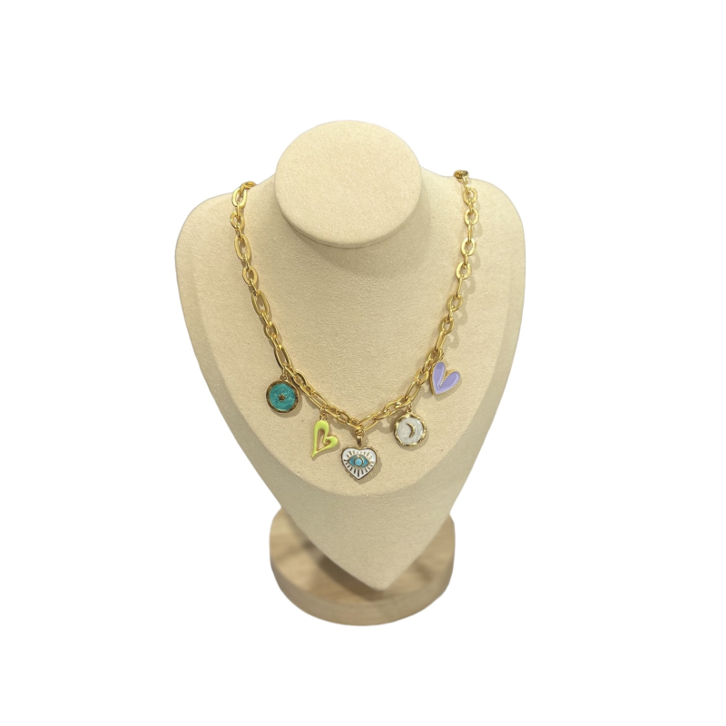 Necklace SST gold & eye charm