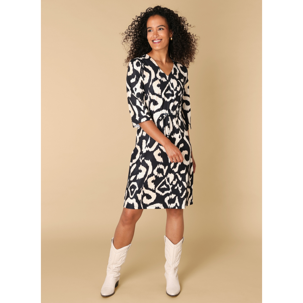 Dress black/off white print Rochelle