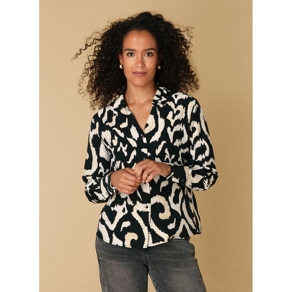 Blouse black/off white print Rianna