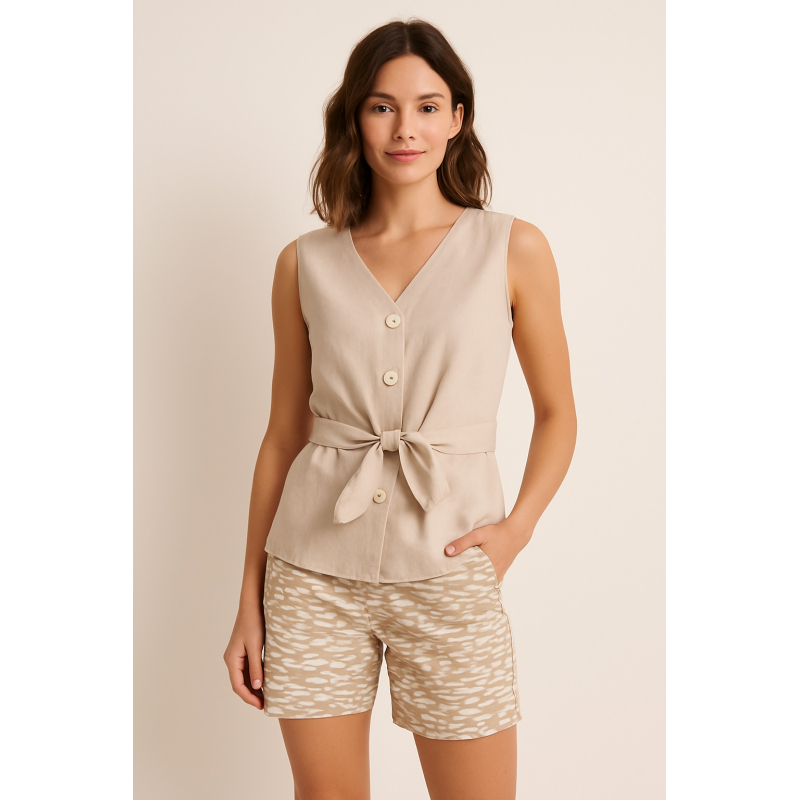 Short Sellano Beige print