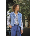 Travel Blouse Merel Off white/ Navy Print