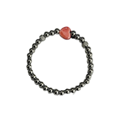 Bracelet SST beads silver & pink heart Bracelet SST beads silver & pink heart