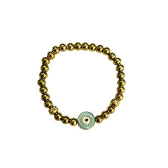 Bracelet SST beads gold & green charm