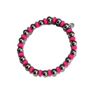 Bracelet SST beads silver & pink