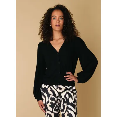 Cardigan black with relief Rudy