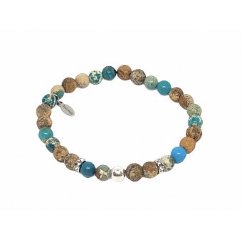 Beaded Bracelet Turquoise & Brown