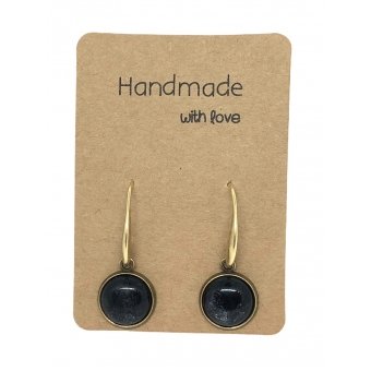 Earrings DQ Bronse & Black Cabochon