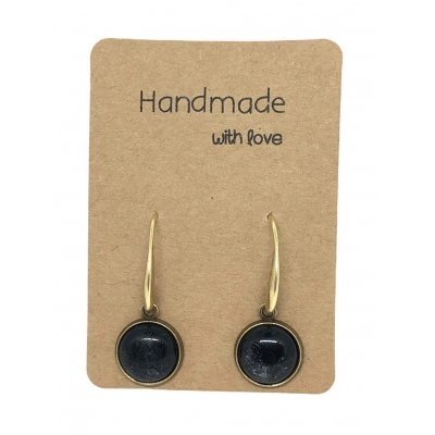 Earrings DQ Bronse & Black Cabochon