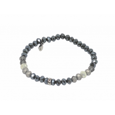 Beaded Bracelet Shinny Grey & Dark Grey