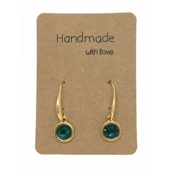 Earrings DQ Gold & Dark Green Gem Stone