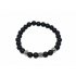 Beaded Men Bracelet Black Shine,Matt & Silver