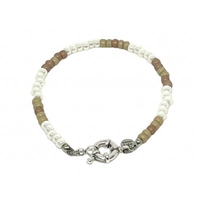 Miyuki Bracelet Pearl White & DQ Silver Ring Lock