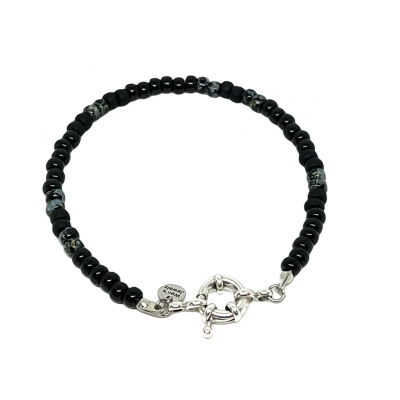 Miyuki Bracelet Black & DQ Silver Ring Lock