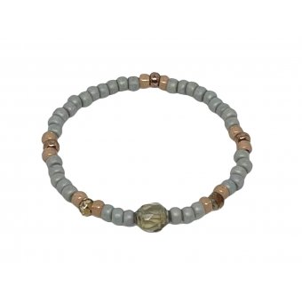 Miyuki Bracelet  Grey/Blue & Rose