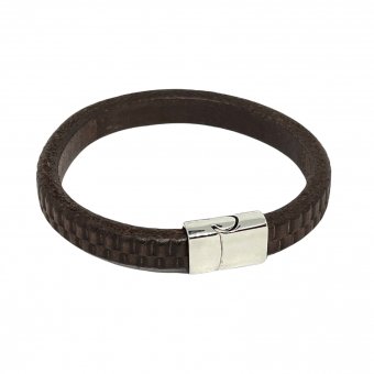 Leather Men Bracelet Dark Brown Structure