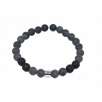 Beaded Men Bracelet Grey Matt