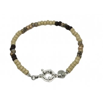 Miyuki Bracelet Brown & DQ Silver Ring Lock