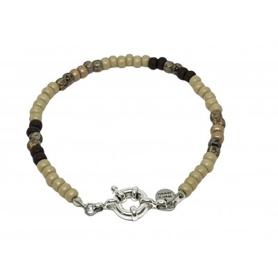 Miyuki Bracelet Brown & DQ Silver Ring Lock